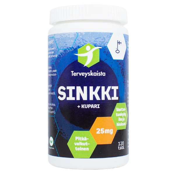 Pitkävaikutteinen Sinkki + Kupari 120 tbl - Terveyskaista